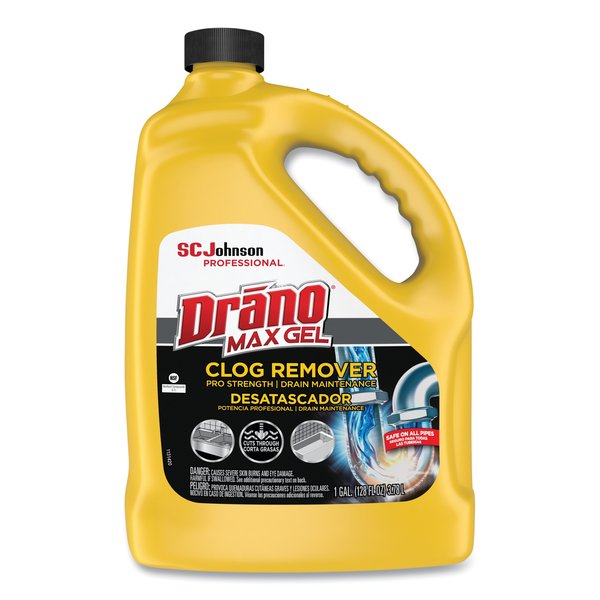 Drano Max Gel Clog Remover, Bleach Scent, 128 oz Bottle 696642